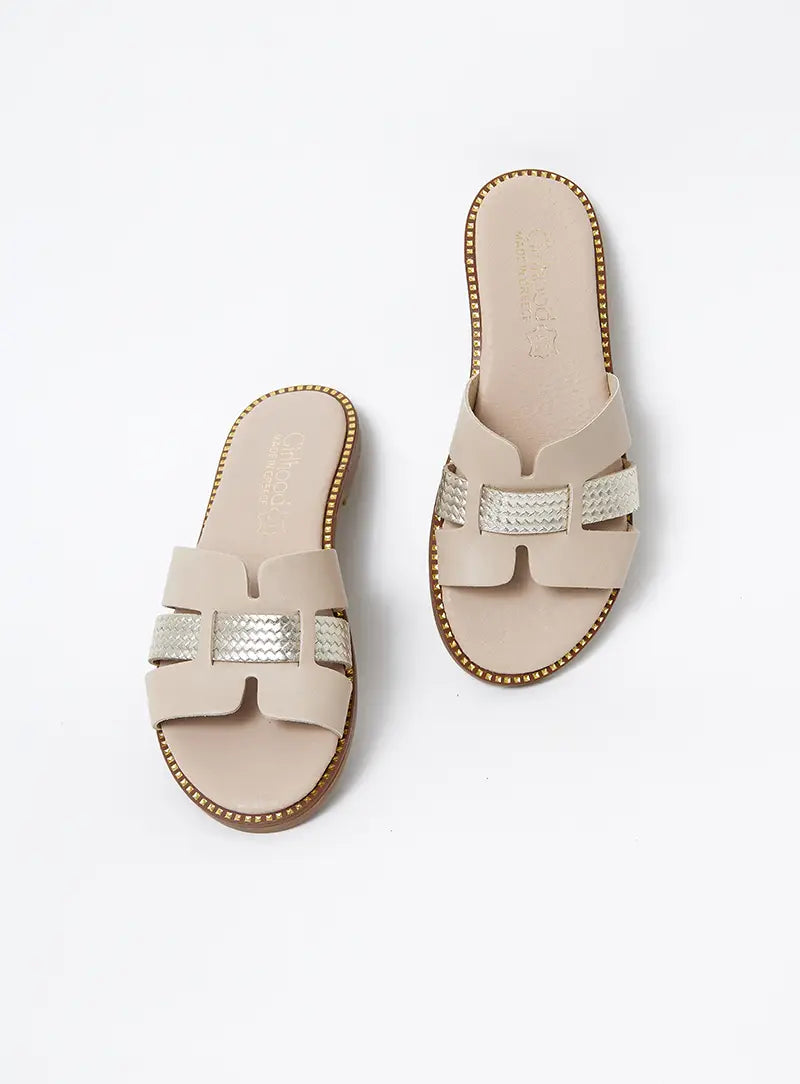Andros flat mules with braid-effect detail