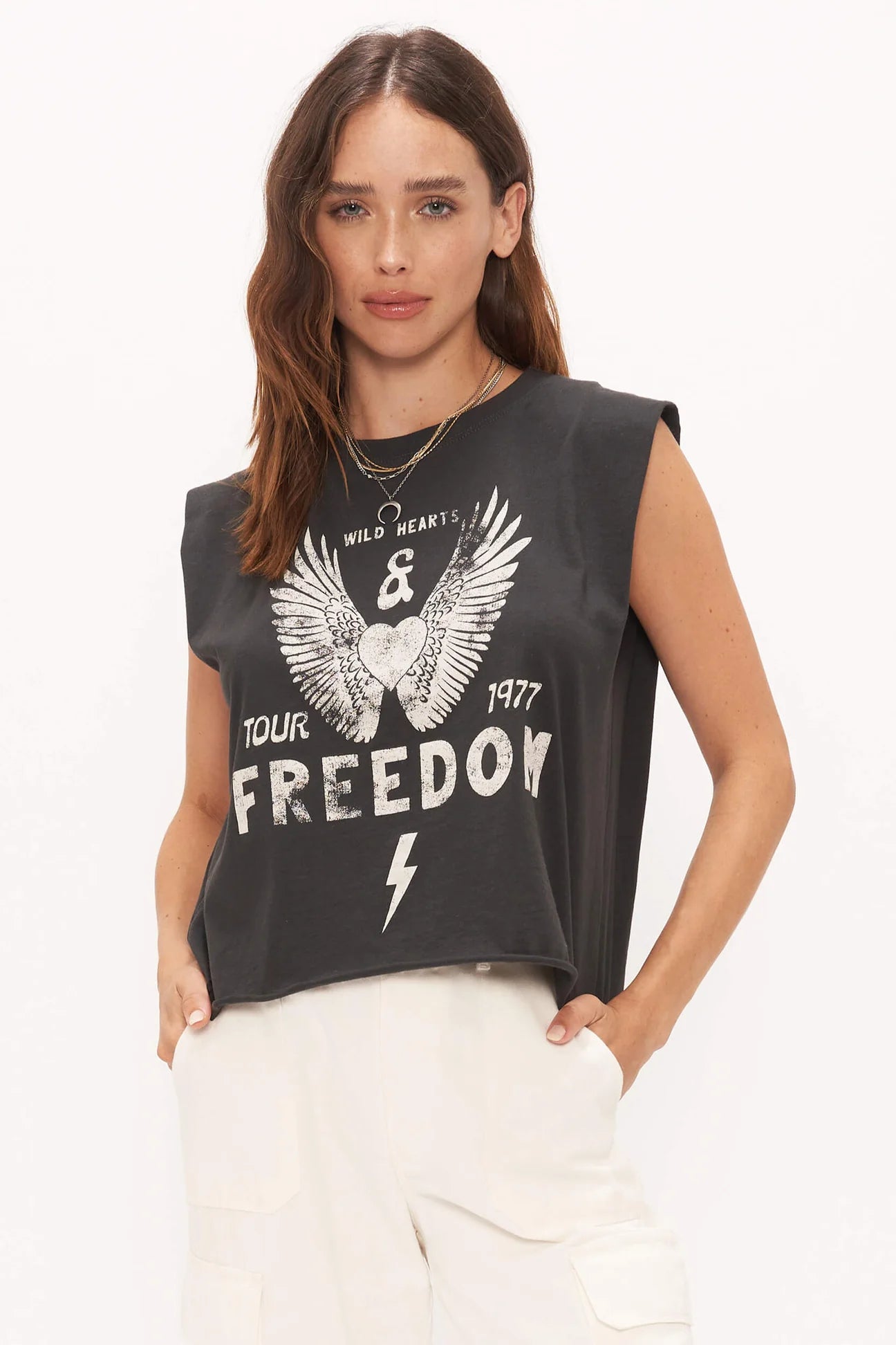 Project Social T FREEDOM MUSCLE TANK - WASHED BLACK