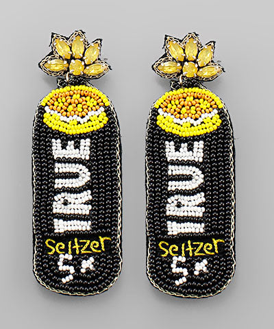 Seed Beads Seltzer Can Earrings